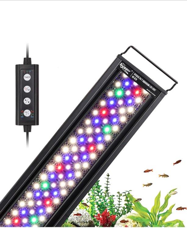hygger 42W 24/7 Lighting Aquarium LED Light, Sunrise-Daylight-Moonlight Mode and DIY Mode, Timer Adjustable Brightness Fish Tank Light with Extendable Bracket 7 Colors for Planted Tank