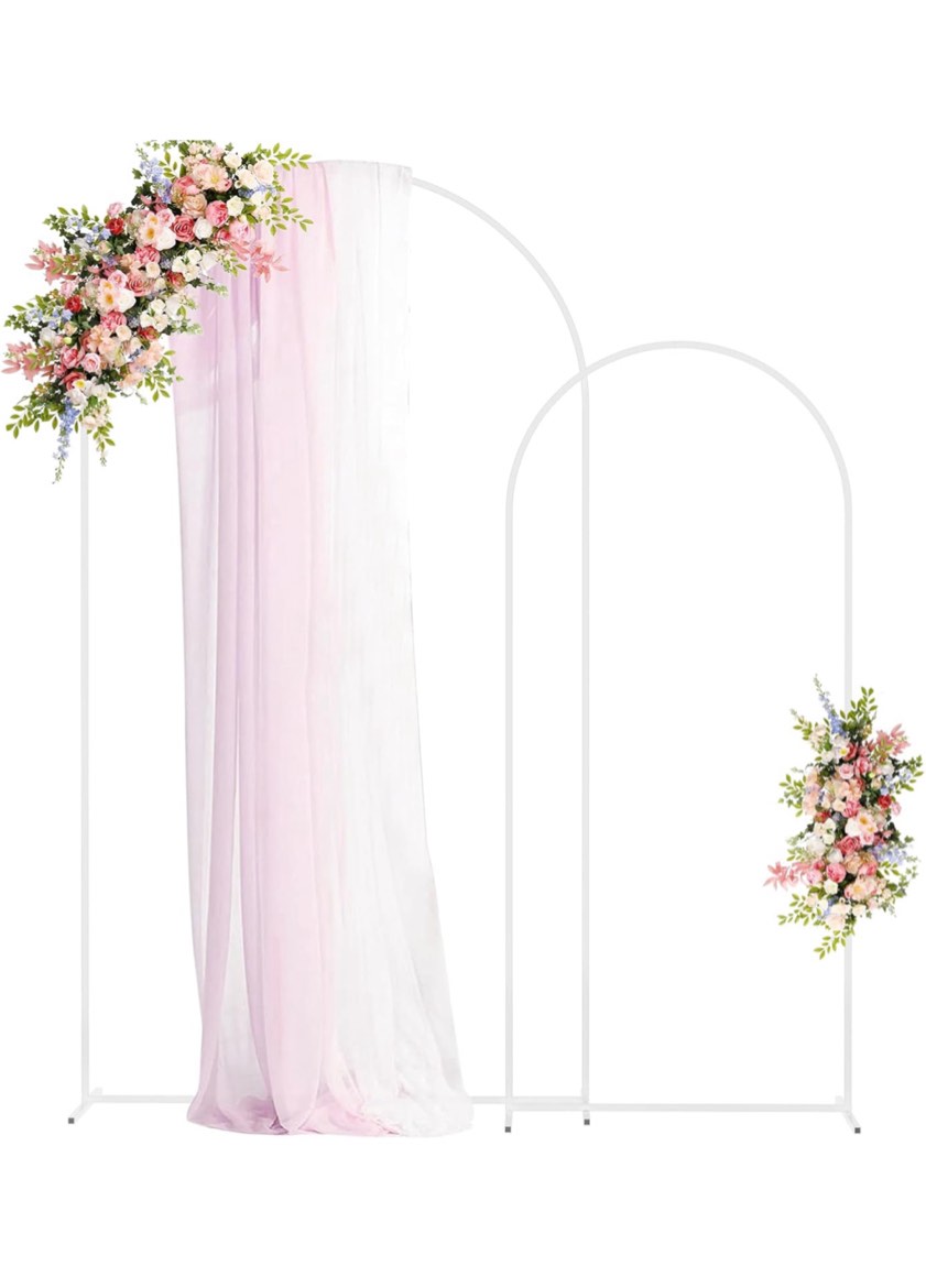 Fomcet Metal Arch Backdrop Stand Set of 2 Wedding Arch Stand White 7.2FT & 6FT Arched Frame for Birthday Party Baby Shower Graduation Ceremony Decorations