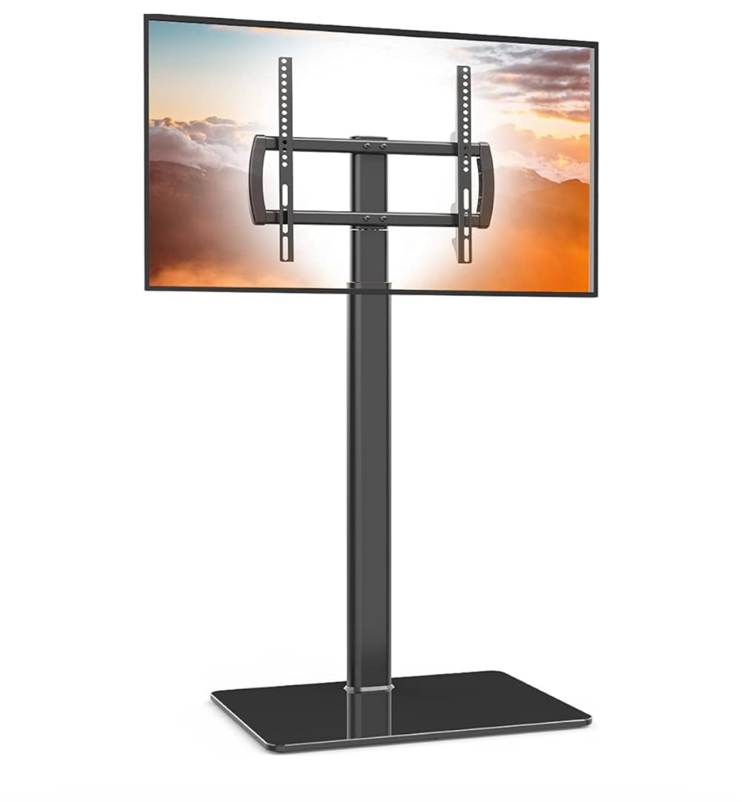 Universal Floor TV Stand with Mount 80 Degree Swivel Height Adjustable and Space Saving Design for Most 27 to 65 inch LCD, LED OLED TVs, Perfect for Corner & Bedroom HT1002B