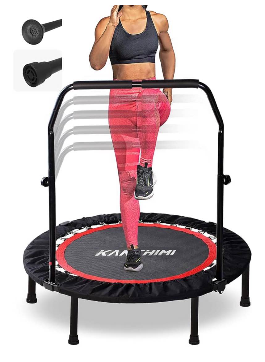 40" Folding Mini Fitness Indoor Exercise Workout Rebounder Trampoline with Handle, Max Load 330lbs