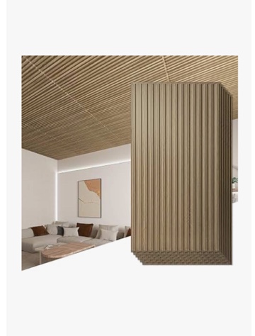 Art3d 12-Pack Slat Design 3D Wall Panels for Interior Wall Decor, 2x4 FT PVC Decorative Drop Ceiling Tiles - Walnut