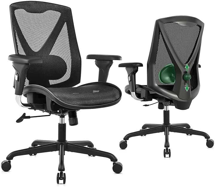  Ergonomic Mesh Office Chair,Sturdy Task Chair- Adjustable Lumbar Support & Armrests,Computer Desk Chair,Tilt Function,Comfort Wide Seat,Swivel Home Office Chair