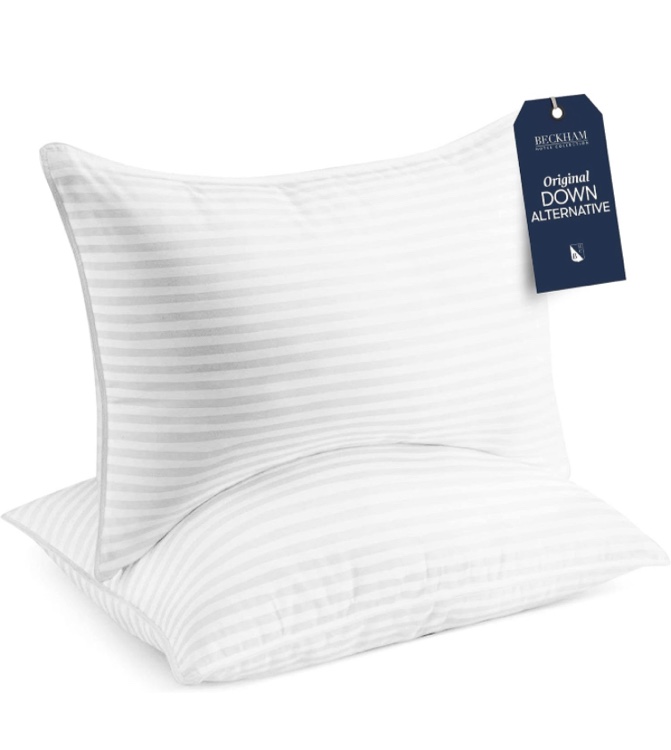 Beckham Hotel Collection Bed Pillows Standard / Queen Size Set of 2 - Down Alternative Bedding Gel Cooling Pillow for Back, Stomach or Side Sleepers