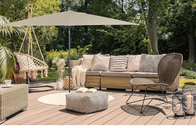 Secret Garden Home Goods Laguna Cove 10' x 6.5' Rectangular Auto Tilt Market Umbrella