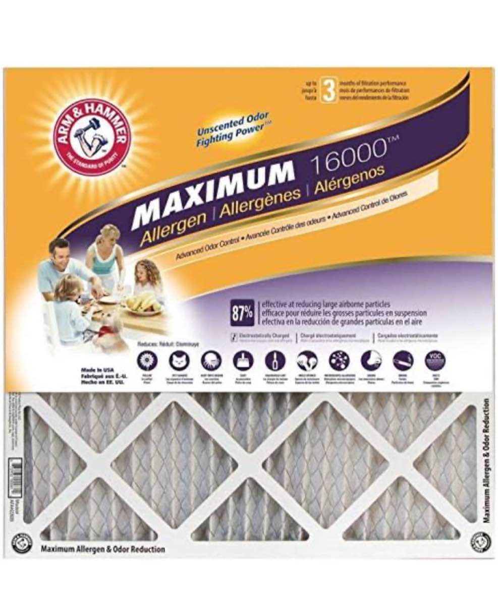 Arm & Hammer Max Allergen & Odor Reduction 14x25x1 Air and Furnace Filter, MERV 11, 4-Pack