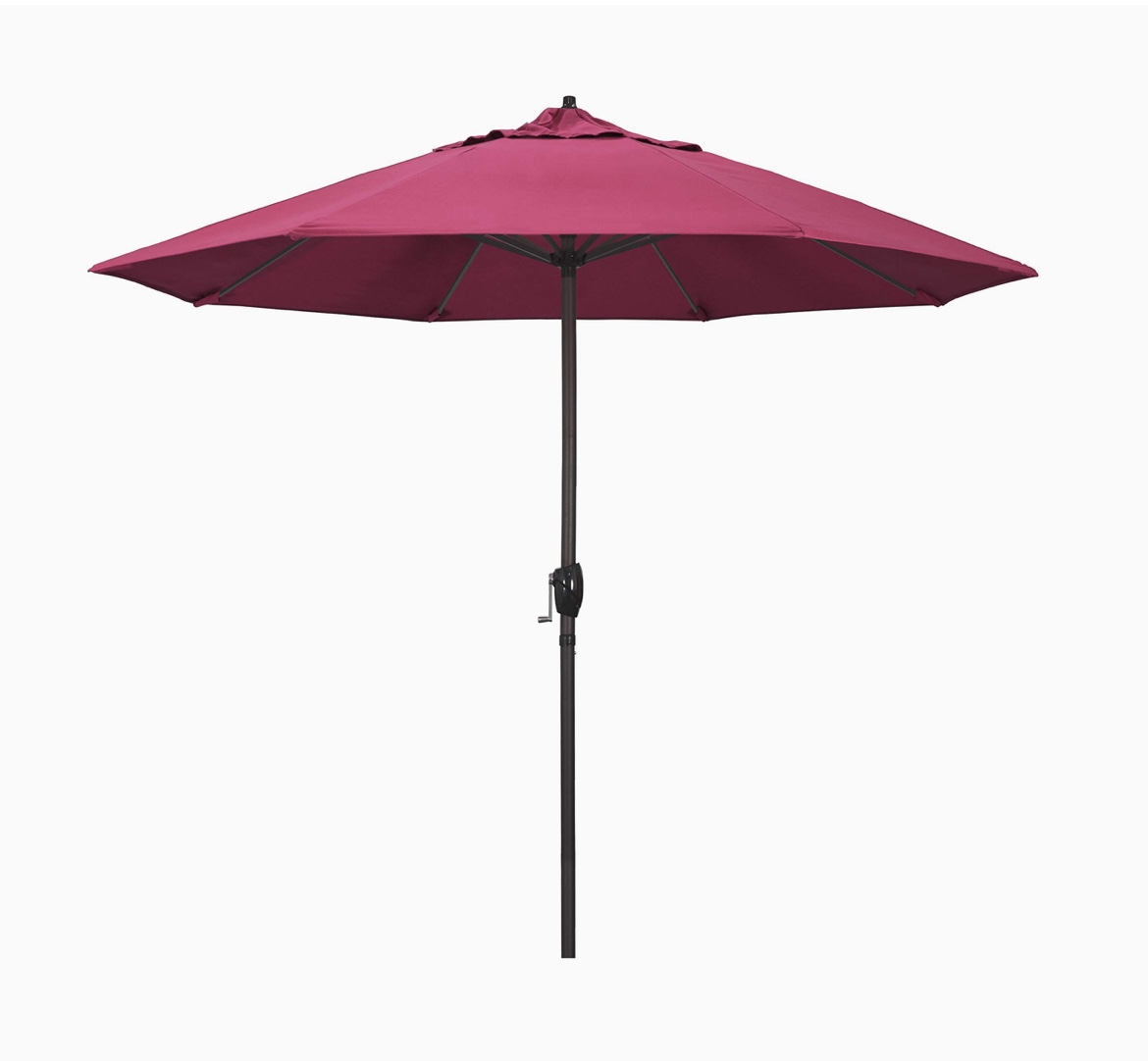 California Umbrella ATA908117-5462 9' Round Aluminum Market, Crank Lift, Auto Tilt, Bronze Pole, Sunbrella Hot Pink Patio Umbrella, Rd