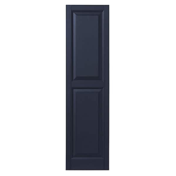 Ply Gem 12 in. x 47 in. Raised Panel Polypropylene Shutters Pair in Dark Navy