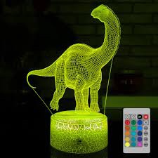 HLLKYYLF Dinosau Night Light for Boys Dinosaur Light with Touch and Remote Control 16 Colors Changing Dimmable Dinosaur Lamp as Dinosaur Toys for 2 3 4 5 6 7 8 9 Year Old Boy Girl (Brontosaurus)