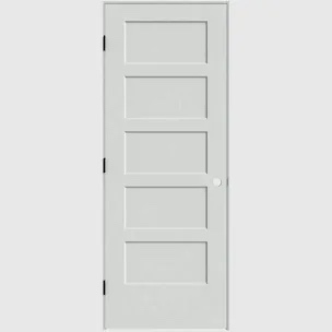 30 in. x 80 in. 5 Panel Birkdale Primed Right-Hand Smooth Solid Core Molded Composite Single Prehung Interior Door- SMALL MARKS/SCRATCHES/PAINT CHIPS