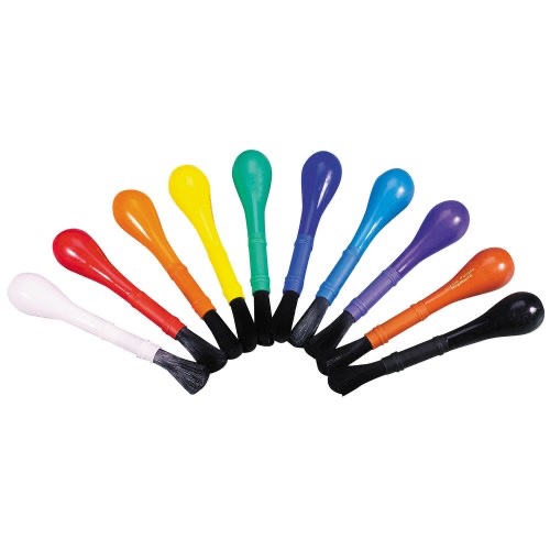 Kaplan Early Learning - Easy-Grip Assorted Paint Brushes - Set of 10