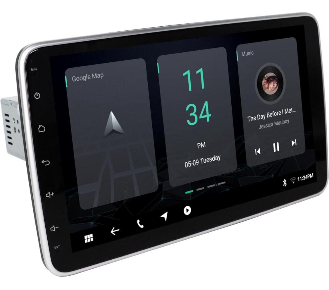Philosin 10.1 inch Universal Android 11 Single Din Car Stereo Adjustable Capacitive IPS Touchscreen 2G RAM + 32G ROM with GPS Navigation Head Unit Compatible with Apple Carplay/Android Auto