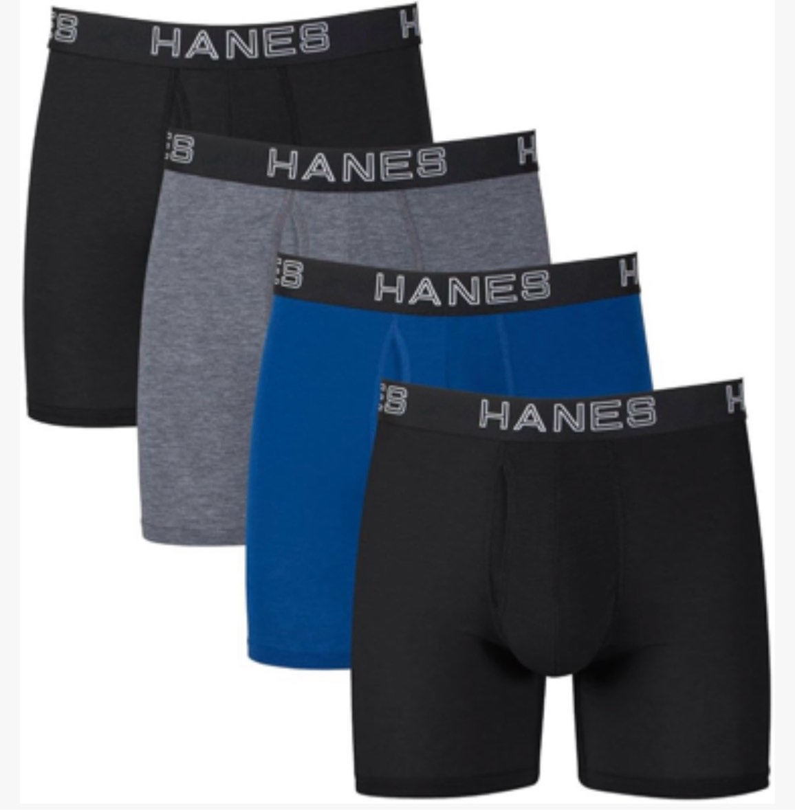 XL Hanes Best Men's Tagless Boxer Briefs Total Support Pouch, 4 Count