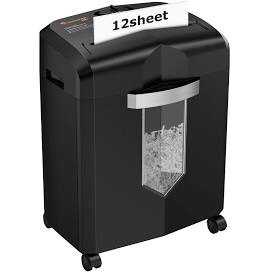 Bonsaii Paper Shredder for Home Office, 12-Sheet Crosscut Shredder 10-Minute Heavy Duty Office Shredder for CD/Credit Card, with 5.5 Gals Bin & Transparent Window, High Security Level P-4 (C243-A)