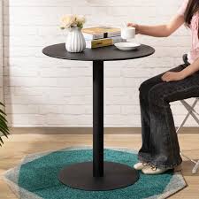 HollyHOME Accent Extra Large Round Bar Table, 23.62"(D) x27.95(H), Indoor&Outdoor Pub End Side Table, Over Size Metal Cocktail Bistro Table, Sofa Coffee Table for Living Room, Balcony, Patio, Black