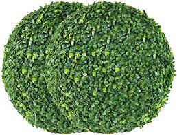 AILANDA Artificial Plant Topiary Ball, 2 PCS 11 inch 8 Layers Leaves Faux Boxwood Balls for Outdoor UV Resistant Garden Spheres Decorative for Backyard, Balcony, Porch, Wedding and Home Décor