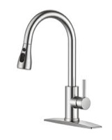 FORIOUS Kitchen Faucet with Pull Down Sprayer, Brushed Nickel Stainless Steel Kitchen Faucets, High Arc Single Handle Sink Faucets 1 or 3 Hole, Kitchen Sink Faucets for Farmhouse Camper Laundry Rv Bar