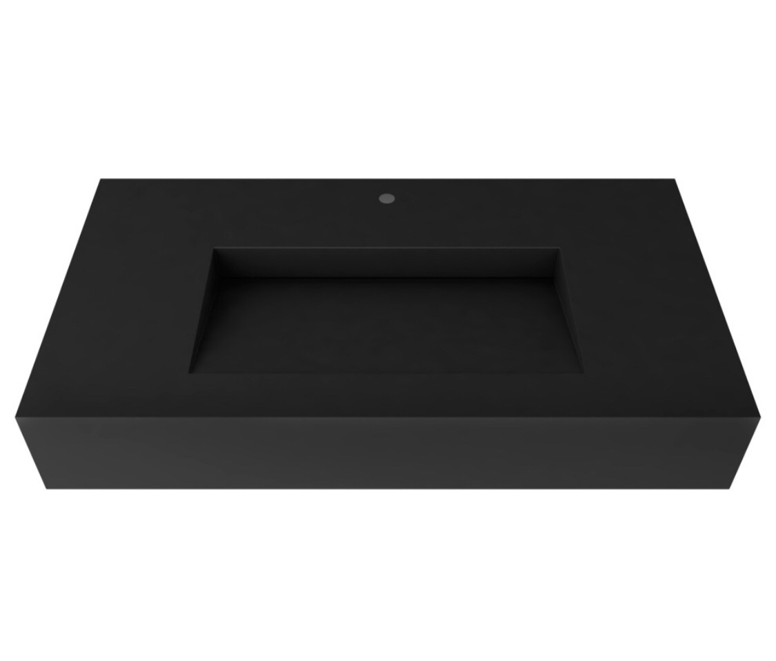 Pyramid Solid Surface Bathroom Vanity Top, Black, 36", Standard. Sink varies slightly from stock photo