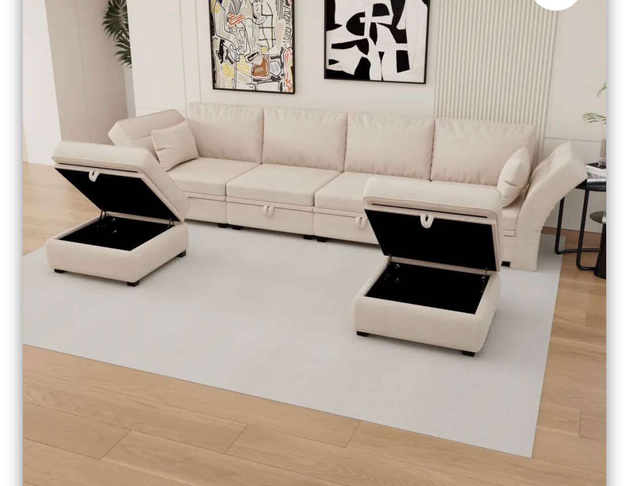 COOLMORE U Shaped Modular Sectional Sofa with Reversible Chaise and Storage Seats HFSN-689BG BOX 1 of 6 ONLY