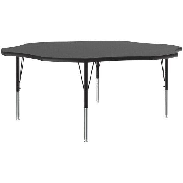 Flash Furniture 60'' Flower Black Thermal Laminate Activity Table - Height Adjustable Short Legs