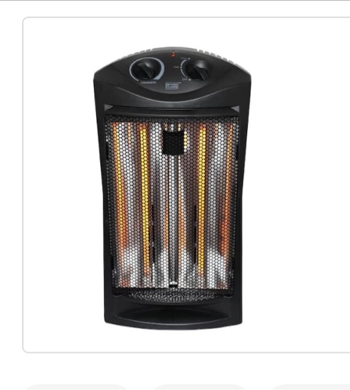 1500-Watts Black Electric Tower Quartz Infrared Space Heater with Thermostat 