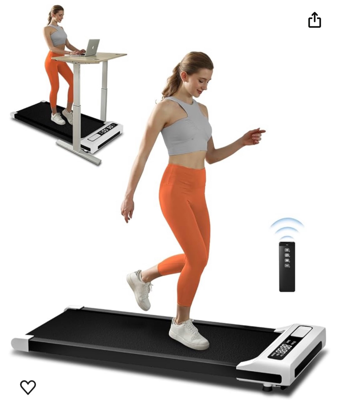 JURITS Walking Pad 2 in 1 for Walking and Jogging, Under Desk Treadmill for Home Office with Remote Control, Portable Walking Pad Treadmill Under Desk, Desk Treadmill in LED Display