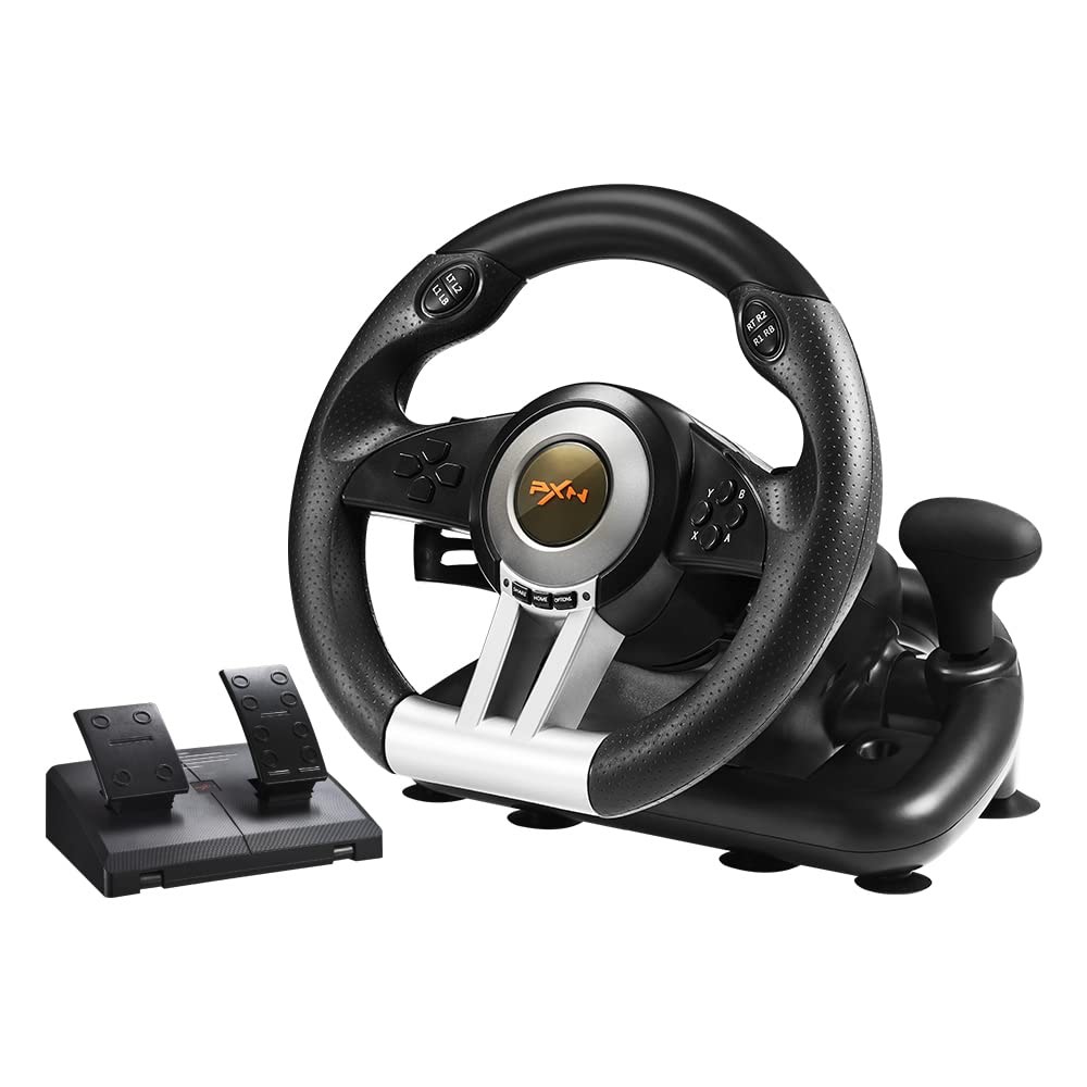 PXN PC Racing Wheel, V3 Pro 180 Degree Universal Usb Car Sim Race Steering Wheel with Pedals for PS3, PS4, Xbox One, Xbox Series X/S, Nintendo Switch (Black)