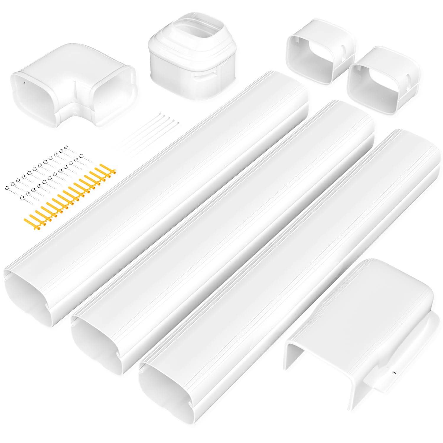 Cestluck 3'' 11 Ft Mini Split Line Set Cover Kit, PVC Decorative Pipe Line Cover Kit for Mini Split Air Conditioner, Central AC and Heat Pumps