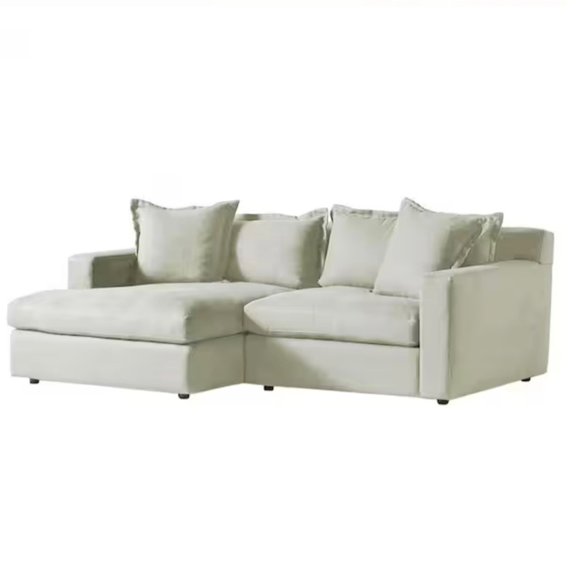 84 in. Square Arm Linen Upholstered L-Shaped Chaise Sofa Deep-Seated Oversized 2-Piece Sectional Couches in Light Grey