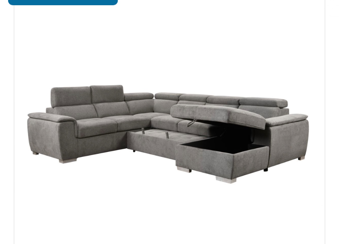 125" Modern U Shaped 7-Seat Sectional Sofa Couch w/ Adjustable Headrest, Light Gray W1417S00011
