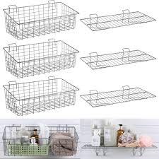 6 Pcs Slatwall Accessory Set Includes 3 Ventilated Shelves and 3 Wire Baskets Designed for PVC Slatwall Chrome for Organizing Various Tools Workbench Accessories Garage Storage (Silver)
