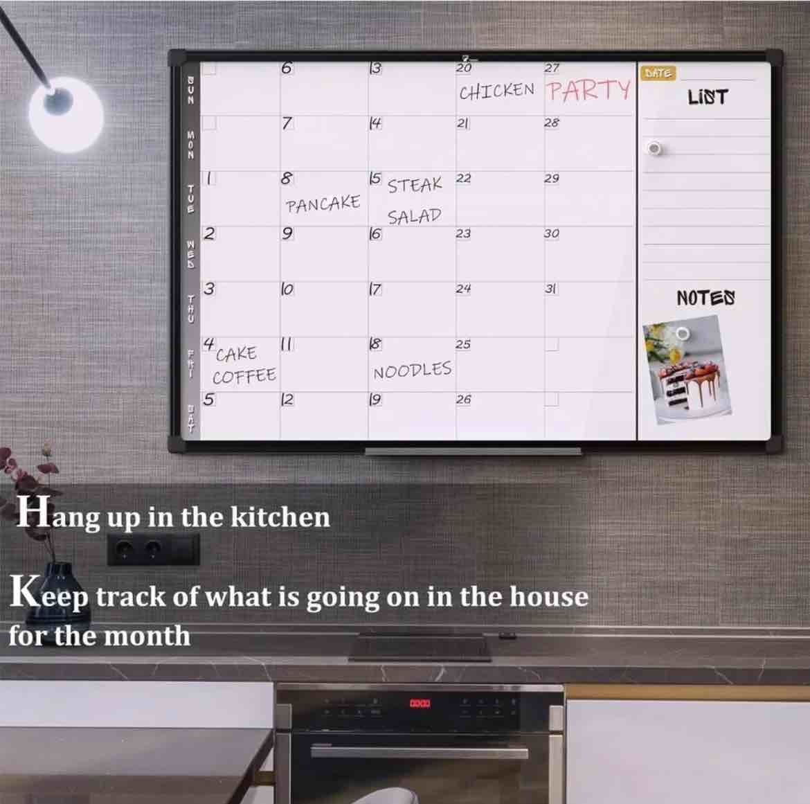 TOWON Magnetic Whiteboard Calendar 36 x 24 Inches, Dry Erase Calendar Board for Wall with Black Frame, Monthly White Board Calendar Dry Erase with Notes with Pen Tray and Magnets