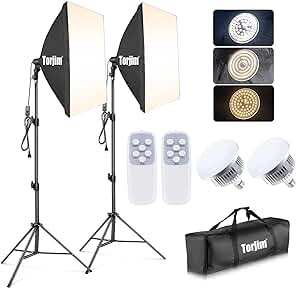 NEEWER 700W Equivalent Softbox Lighting Kit, 2Pack 5500K CFL Lighting Bulbs, 24x24 inches Softboxes with E27 Socket, Photography Continuous Lighting Kit Photo Studio Equipment