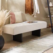 Safavieh BCH4501A 60 x 16 x 19 in. Ryer Boucle Bench Off White & Black