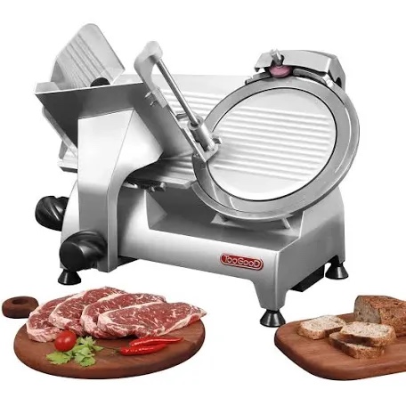 Valley Sportsman 8" Commercial Slicer 180w, 1/4 HP Electric Meat Slicer, Italian Carbon Steel Blade, Quiet Performance, Semi-frozen Meat/Cheese/Food Slicer, 0.5mm to 15mm Adjustable Slicing Thickness