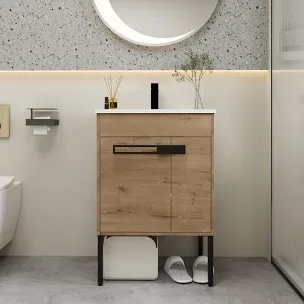 BNK Dual Mounted Bathroom Vanity with Sink in 24/30 Inch, Floating Bathroom Vanity or Freestanding is Optional Conversion