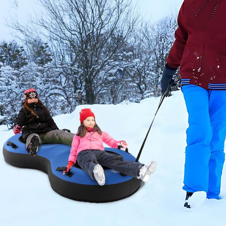 Costway 80-in 2-Person Heavy-Duty Inflatable Sledding Tube w/ Pump and Tow Strap - Blue