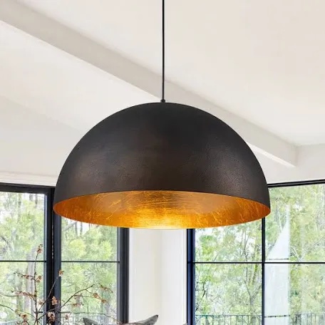 Industrial oversized, metal dome pendant