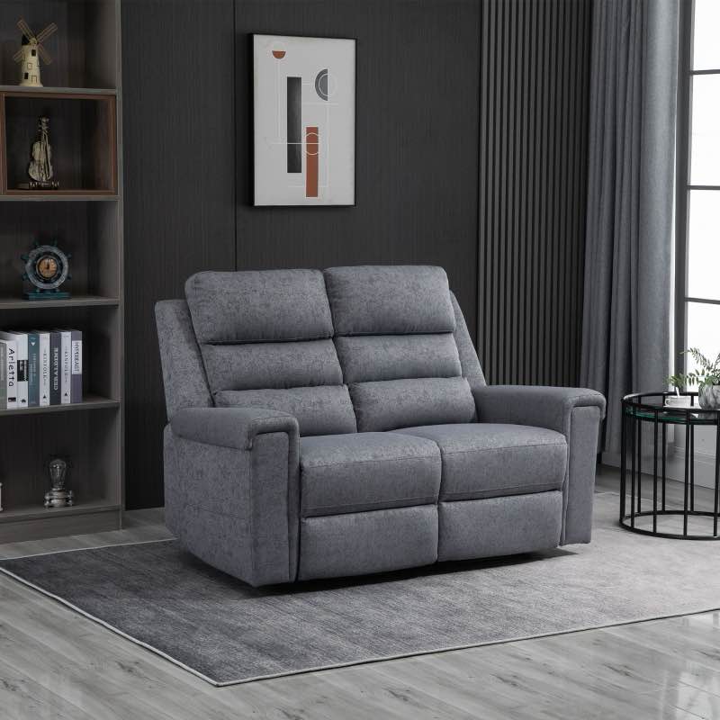 HOMCOM Modern Loveseat Recliner Sofa with Linen Fabric and Thick Sponge Padding, 2 Seater Couch Recliner Couch Manual Reclining Sofa Loveseat Couch Living Room Furniture, Gray