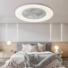 YANASO Ceiling Fan with Light Modern Bladeless Ceiling Fan with Remote Control Smart LED Dimmable Lighting Indoor Low Profile Ceiling Fan Flush Mount