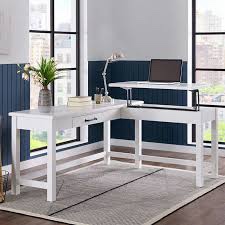 Harrison Corner Desk (White) Dimensions & Weight:  Overall: 67in.L x 55.5 in. W x 30.2 in.H; Weight: 119.9 lbs.  Main Desk: 67 in.L x 20 in. W x 30.2 in. H  Return: 35.5 in. L x 20 in. W x 30.2 in.H  Lift-top Rise: 10in.