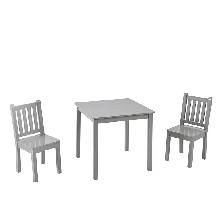 Toffy & Friends Wooden Kids Table and Chairs Set, Gray Color,3 Piece
