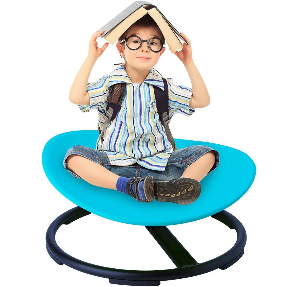 YUKOOL Round Spinning Swivel Chair - Boost Balance and Coordination in Kids - Blue