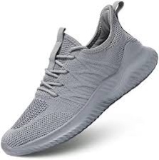 Womens Ladies Walking Running Shoes Slip On Lightweight Casual Tennis Gym Trainers Sneakers Clothes Shoes (Grey)