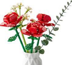 Flower Building Kit - Red Roses, Blue Roses, White Violet Artificial Flowers, Never Wither Flower Set, Toy Building Sets, Gifts for 6-10 Year Old Girls, Kids Birthday Gift, Valentine Gift Box for Kids