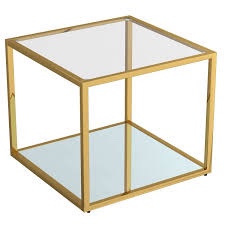 Bocksy Contemporary Metal and Glass Large Square Coffee Table