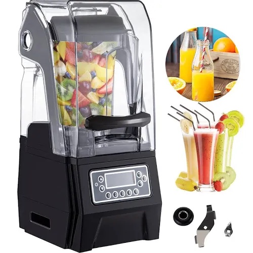 VEVORbrand 110V Commercial Smoothie Blenders 1.5L/50.7oz 1500W Countertop Silent Blender with Sound Shield