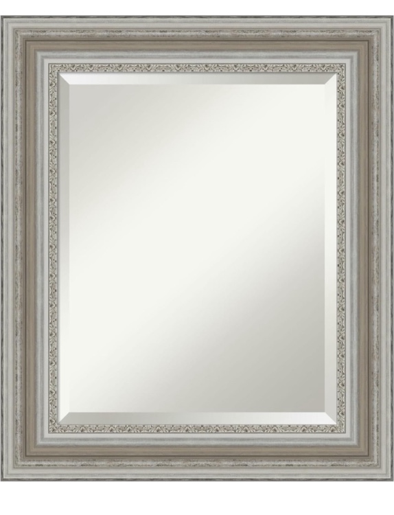Amanti Art Wall Mirror, Parlor Silver Frame Mirror for Wall Decor or use as Bathroom Mirror for Over Sink (25.5 x 21.5 in.) Beveled Mirror, Silver Mirror, Traditional Mirror from WI, USA