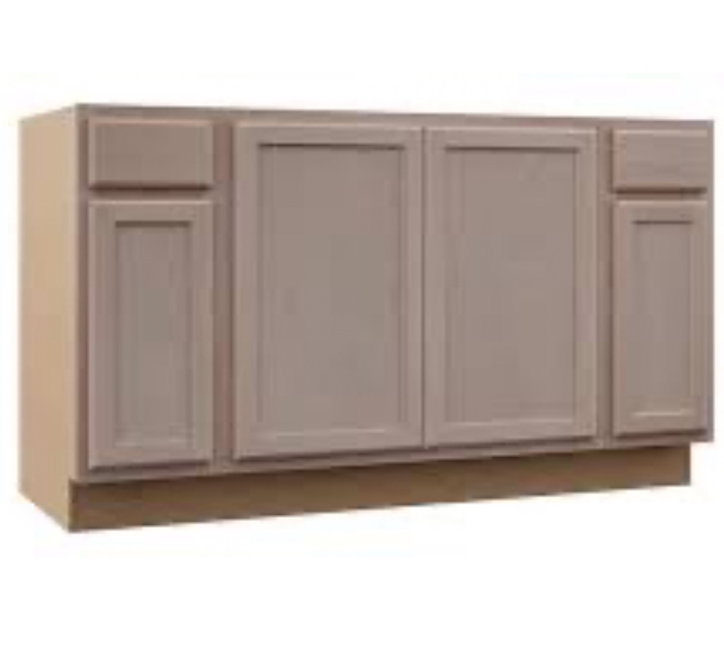 Hampton Bay 60 in. W x 24 in. D x 34.5 in. H Assembled Sink Base Kitchen Cabinet in Unfinished with Recessed Panel