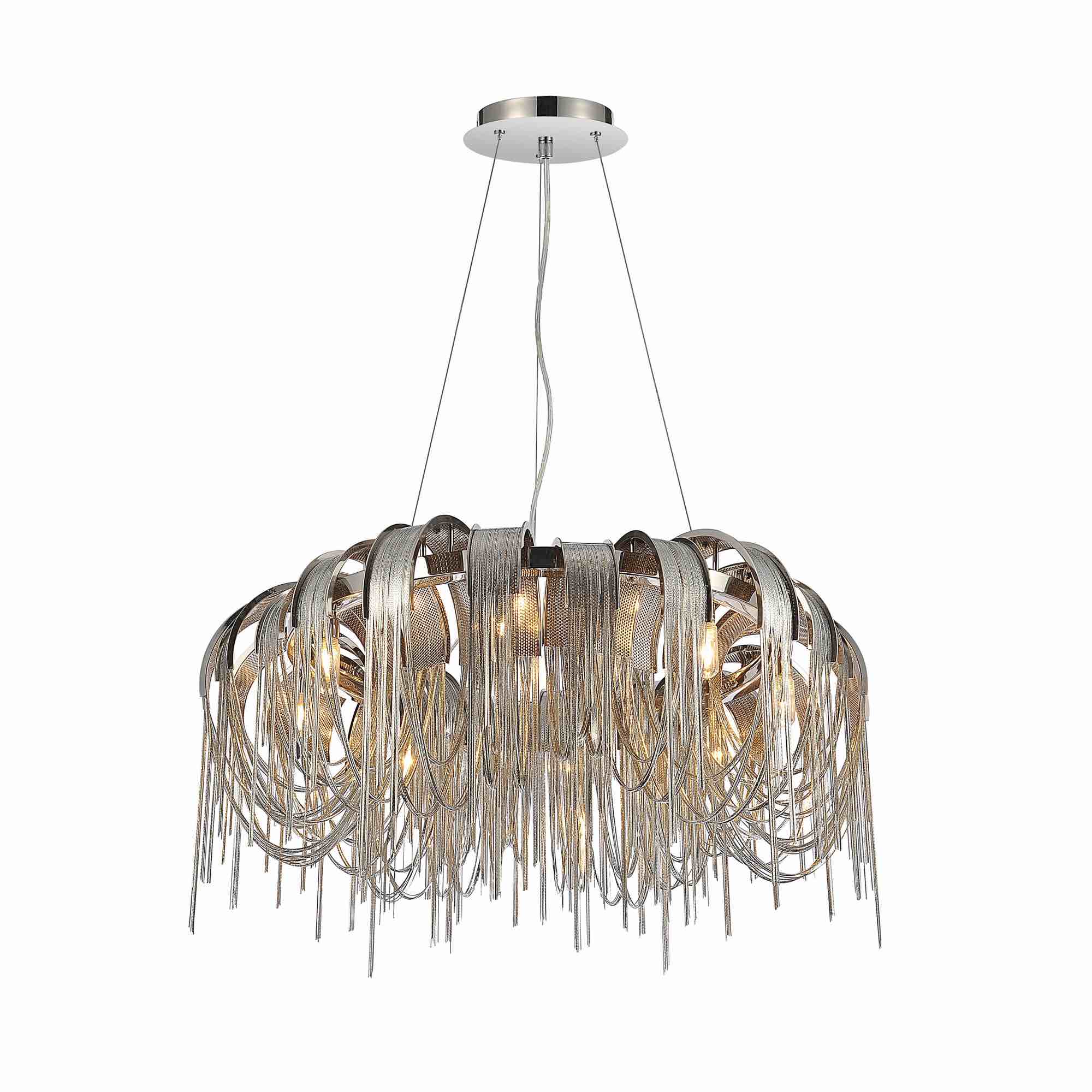 SHIRLEY 8 LIGHT DOWN CHANDELIER WITH CHROME FINISH
