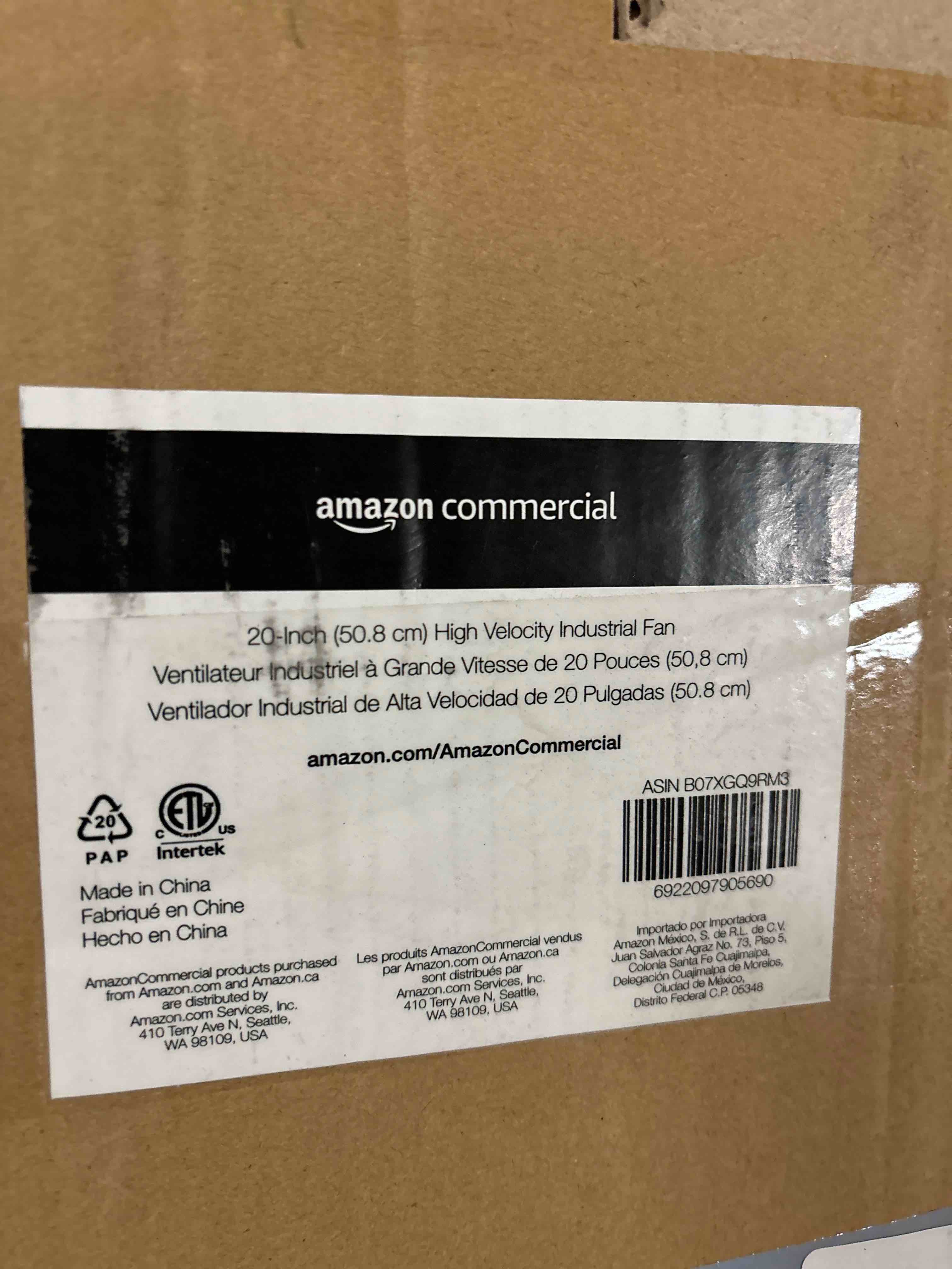 Amazon Basics 20Inch HighVelocity Industrial Fan with 3 Speeds